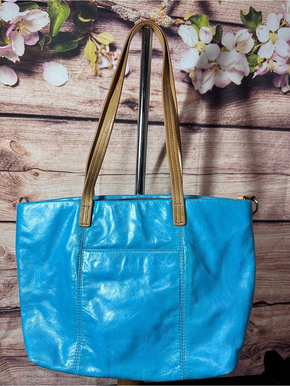 Hobo Cecily Mini Tote Bag in Teal With Natural Brown Handles